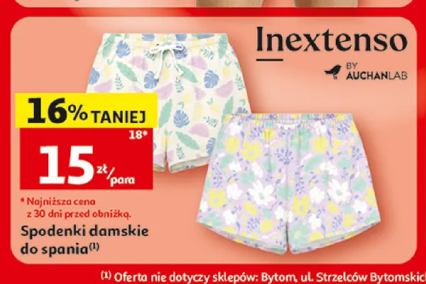 Spodenki damskie do spania Inextenso promocja w Auchan