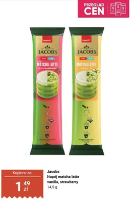Napój matcha latte strawberry Jacobs promocja w Dino