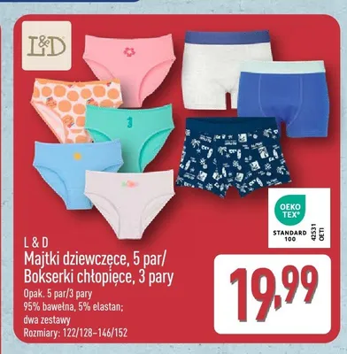 Majtki dziewczęce 5-pak L&D promocja w Aldi