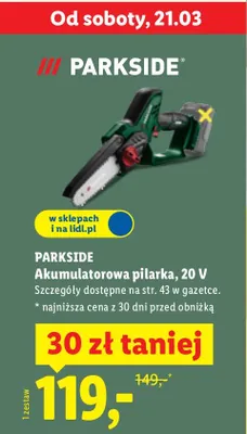 Akumulatorowa pilarka, 20 V promocja w Lidl