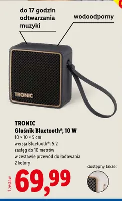 Głośnik Bluetooth Tronic 10W 10x10x5 cm wodoodporny promocja w Lidl