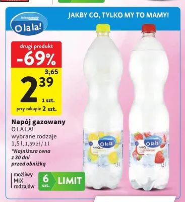 Napój gazowany O la la! cytrynowy promocja w Intermarche