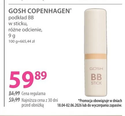 Podkład BB w sticku GOSH COPENHAGEN różne odcienie promocja w Hebe