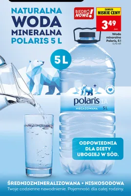 Naturalna woda mineralna Polaris niegazowana promocja w Biedronka
