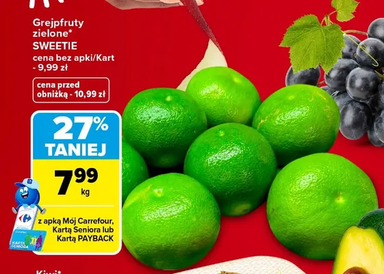 Grejpfruty zielone Sweetie promocja w Carrefour