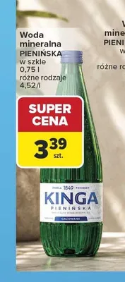 Woda mineralna Kinga Pienińska w szkle promocja w Carrefour