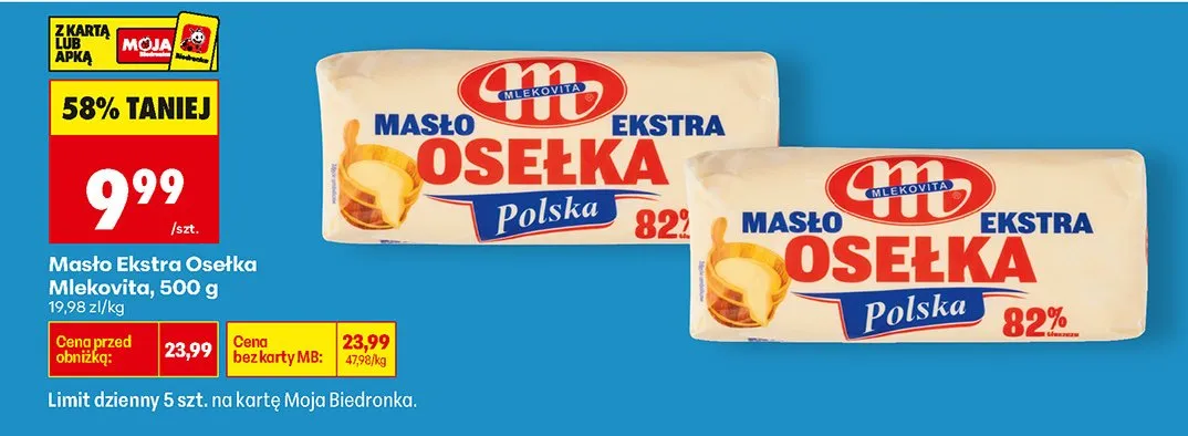 Masło Ekstra Osełka Polska 82% promocja w Biedronka