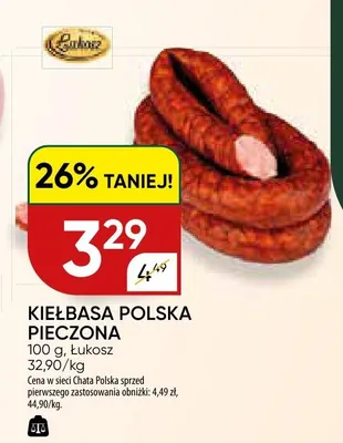 Kiełbasa polska pieczona Łukosz promocja w Chata Polska
