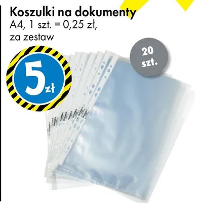 Koszulki na dokumenty A4, 1 szt. = 0,25 zł promocja w Tedi