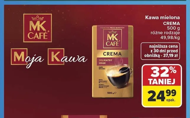 Kawa mielona MK Café Crema promocja w Carrefour