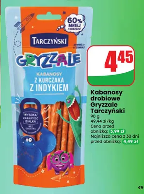 Kabanosy drobiowe Gryzzale Tarczyński promocja w Dino