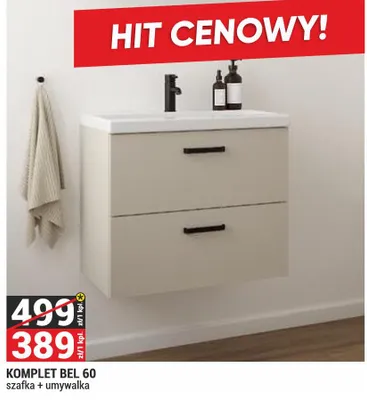 KOMPLET BEL 60 szafka + umywalka SERIA BEL kolor kaszmir promocja w Merkury Market