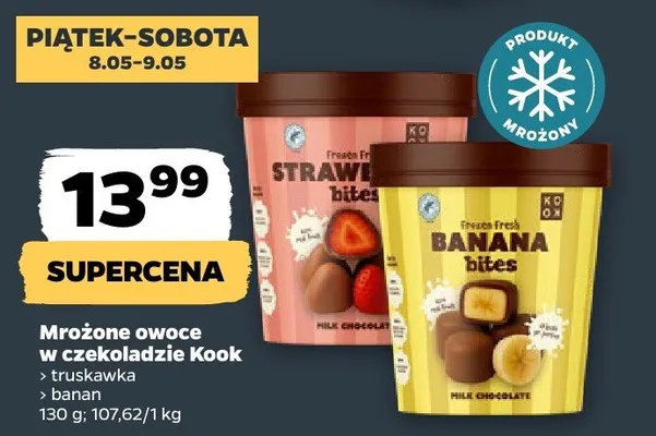 Mrożone owoce w czekoladzie Kook truskawka promocja w Netto