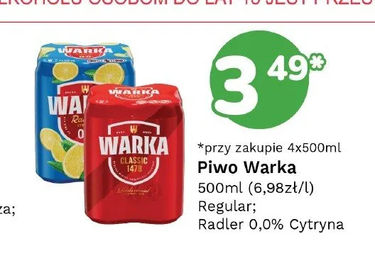 Piwo bezalkoholowe Warka Radler Cytryna promocja w Limonka