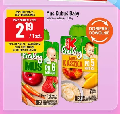 Mus Kubuś Baby Jabłko Truskawka Marchew promocja w POLOmarket