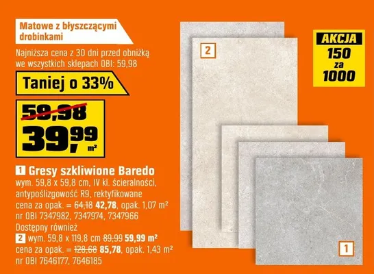 Gres szkliwiony Baredo 59,8x59,8 cm promocja w OBI