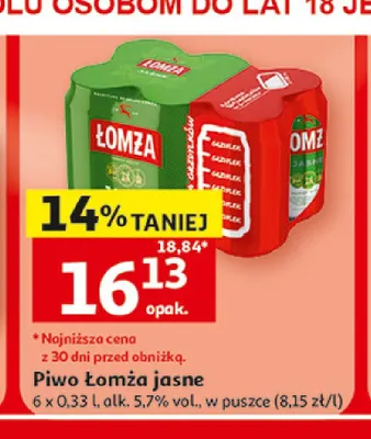 Piwo Łomża jasne 6-pak 0,33 l promocja w Auchan