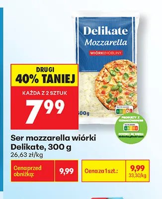 Ser mozzarella wiórki Delikate promocja w Biedronka