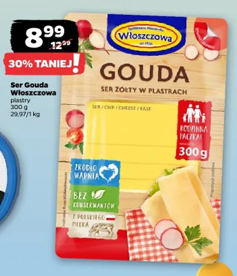 Ser Gouda Włoszczowa plastry promocja w Netto