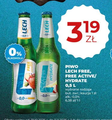 Piwo bezalkoholowe Lech Hydrate Lychee Lemon promocja w Duży Ben