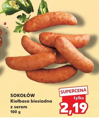Kiełbasa biesiadna z serem Sokołów promocja w Kaufland