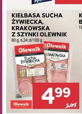 Kiełbasa sucha Krakowska z szynki Olewnik promocja w Stokrotka