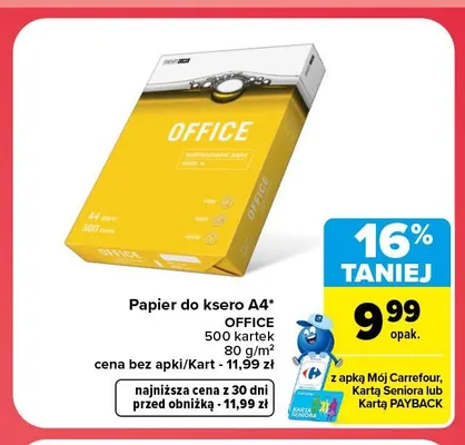 Papier do ksero A4 Office promocja w Carrefour