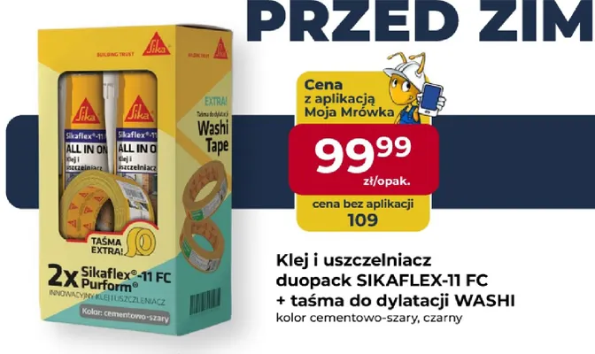 Klej i uszczelniacz 2-pak Sikaflex-11 Fc + taśma do dylatacji Washi Sika promocja w PSB Mrówka