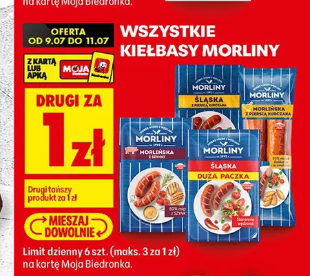 Kiełbasa Morlińska z piersi kurczaka Morliny promocja w Biedronka
