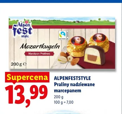 Praliny nadziewane marcepanem Alpenfest Style promocja w Lidl
