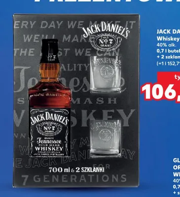 Whiskey 40% alk. + 2 szklanki Jack Daniel's promocja w Kaufland