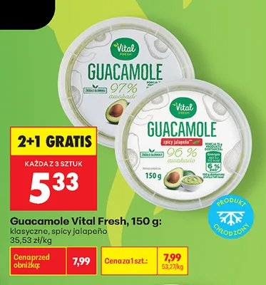 Guacamole spicy jalapeño Vital Fresh promocja w Biedronka