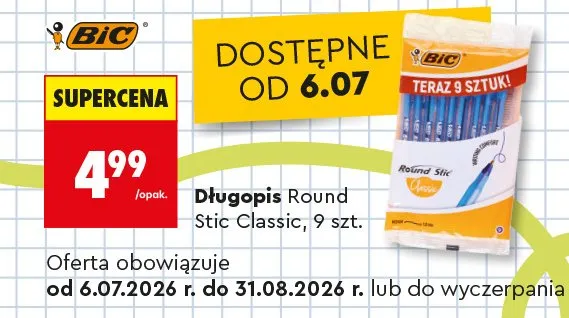 Długopisy BIC Round Stic Classic 9-pak promocja w Biedronka