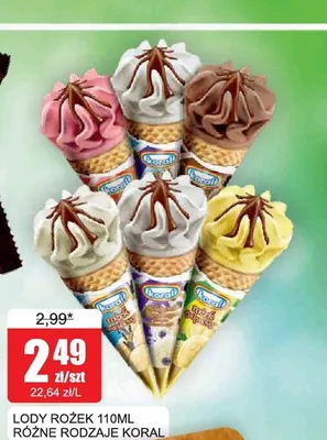 Lody rożek Koral promocja w Bingo