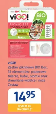 Zestaw piknikowy BIO Box, 36 elementów: papierowe talerze, kubki, słomki oraz drewniane widelce i noże promocja w Drogerie DM