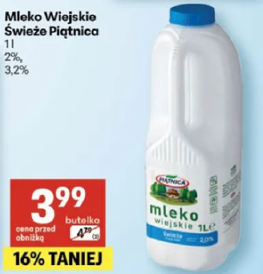 Mleko wiejskie świeże Piątnica promocja w Delikatesy Centrum