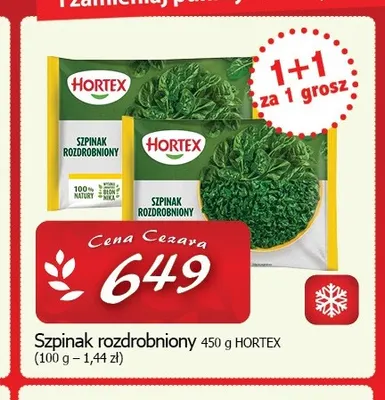 Szpinak rozdrobniony Hortex promocja w CEZAR Delikatesy