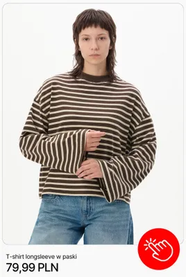 T-shirt longsleeve w paski Cropp promocja w Cropp