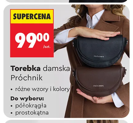 Torebka damska prostokątna Próchnik promocja w Biedronka