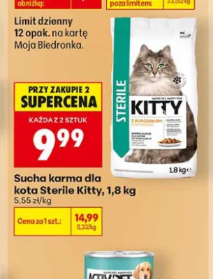 Sucha karma dla kota Sterile Kitty promocja w Biedronka