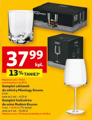 Komplet szklanek do whisky Mixology Krosno promocja w Auchan