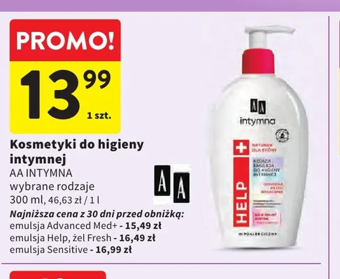 Kosmetyki do higieny intymnej AA Intymna promocja w Intermarche