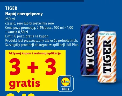 Napój energetyczny Tiger classic promocja w Lidl