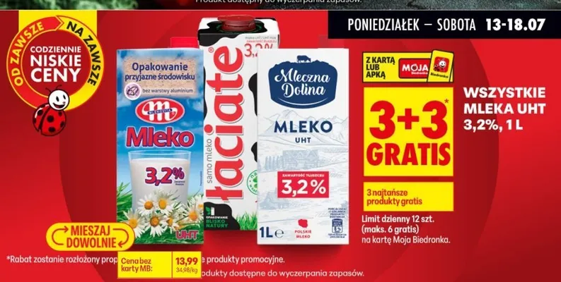 Mleko UHT 3,2% Biedronka promocja w Biedronka