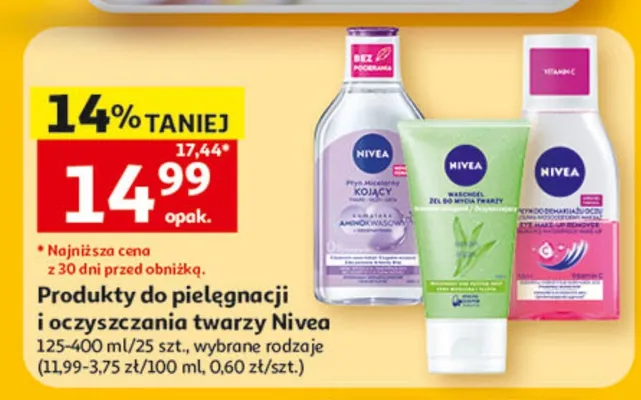 Produkty do pielęgnacji i oczyszczania twarzy Nivea promocja w Auchan