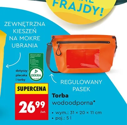 Torba wodoodporna wym.: 31x20x11cm poj.: 5l promocja w Biedronka