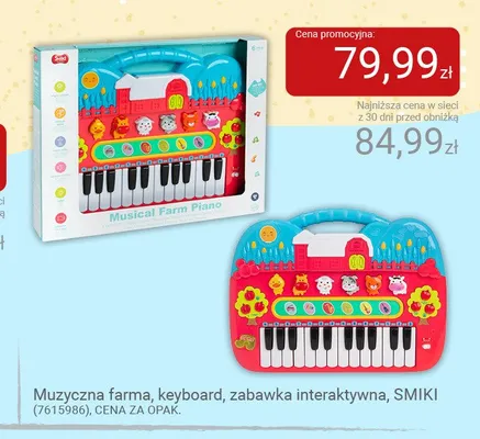 Zabawka interaktywna muzyczna farma keyboard Smiki promocja w Smyk
