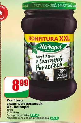 Konfitura z czarnych porzeczek XXL Herbapol promocja w Dino