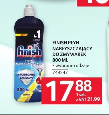 Płyn nabłyszczający do zmywarek Finish Rinse Aid promocja w Selgros