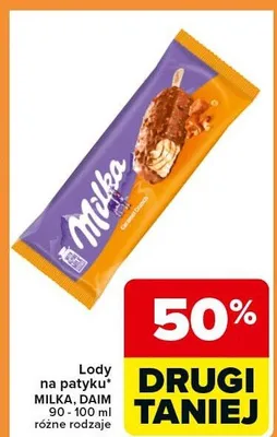 Lody na patyku Milka promocja w Carrefour Express